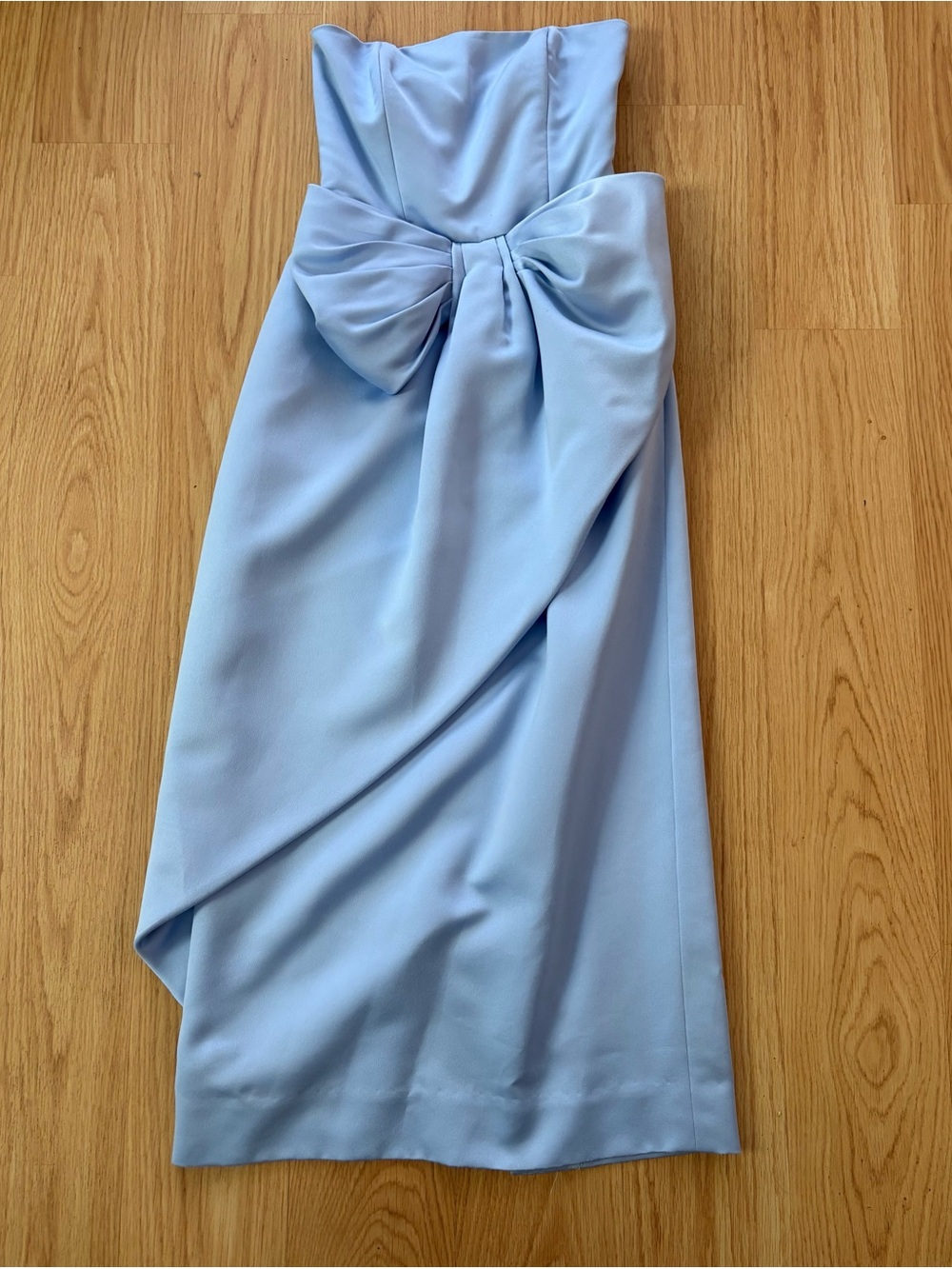 Vintage 80s Victor Costa Saks Fifth Avenue strapless baby blue bow dress sz S